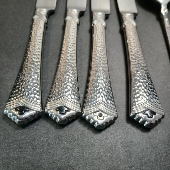 Vtg Oneida Tesoro-Black Hammered Flatware Some Inserts Missing 6 pc Replacement - Picture 6 of 10
